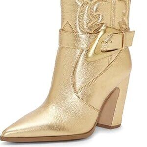 Vince Camuto Women's Biancaa Cowgirl Boot Extra Wide Calf Cowboy Gold 11
